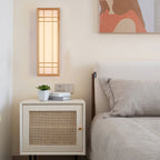 Applique da parete LED in legno massello acrilico rettangolare giapponese tradizionale per camera da letto