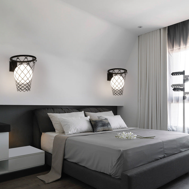 Lampada da Parete a Sospensione per Bambini in Ferro e Vetro Stile Moderno Art Deco con 1 Luce per Camera da Letto
