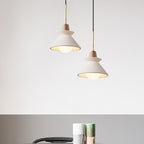 Luce a sospensione moderna minimalista in cemento bianco e legno di ferro con 1 lampadina per sala da pranzo