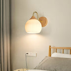 Applique da Parete Rotonda in Vetro e Ferro Striato Nordic Contemporaneo con 1 Luce per Soggiorno e Camera da Letto