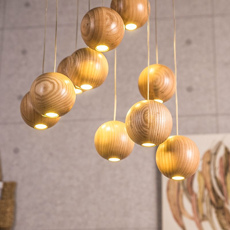 Frendorf | Lampada a sospensione in legno a forma di sfera | Design moderno e naturale