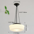 Tradizionale Lampada da Soffitto LED a Tamburo Rotondo in Ferro e Vetro Strisce per Soggiorno e Camera da Letto