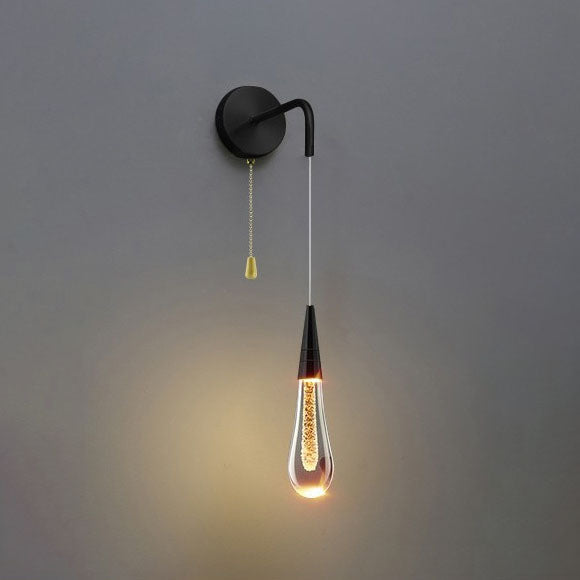 Lampada da Parete LED in Cristallo a Forma di Goccia di Lusso Moderno per Camera da Letto