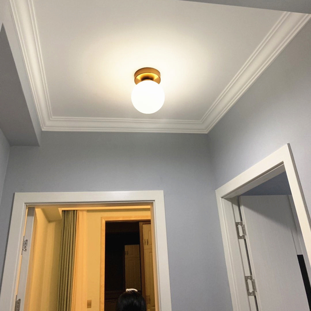Moderno Lampadario Semiflusso in Vetro a Sfera da 1 Luce per Corridoio
