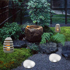 Luce da Giardino LED Esterno in Vetro Sabbbiato ABS a Forma di Ciottolo Solare