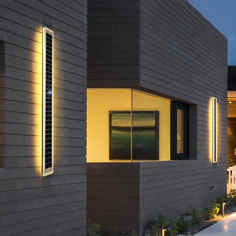 Lampada da Parete LED Solare Rettangolare Impermeabile in Alluminio e Acrilico Minimalista Moderna per Esterni