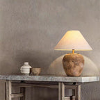 Lampada da Tavolo in Ceramica con Cono in Tessuto Moderno Shabby Chic per Camera da Letto