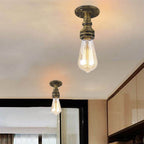 Lampada da Soffitto Flush Mount in Vetro e Ferro Stile Vintage Steampunk con 1 Luce