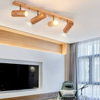 Faretto da soffitto minimalista giapponese in legno massello con 1/3/4 luci