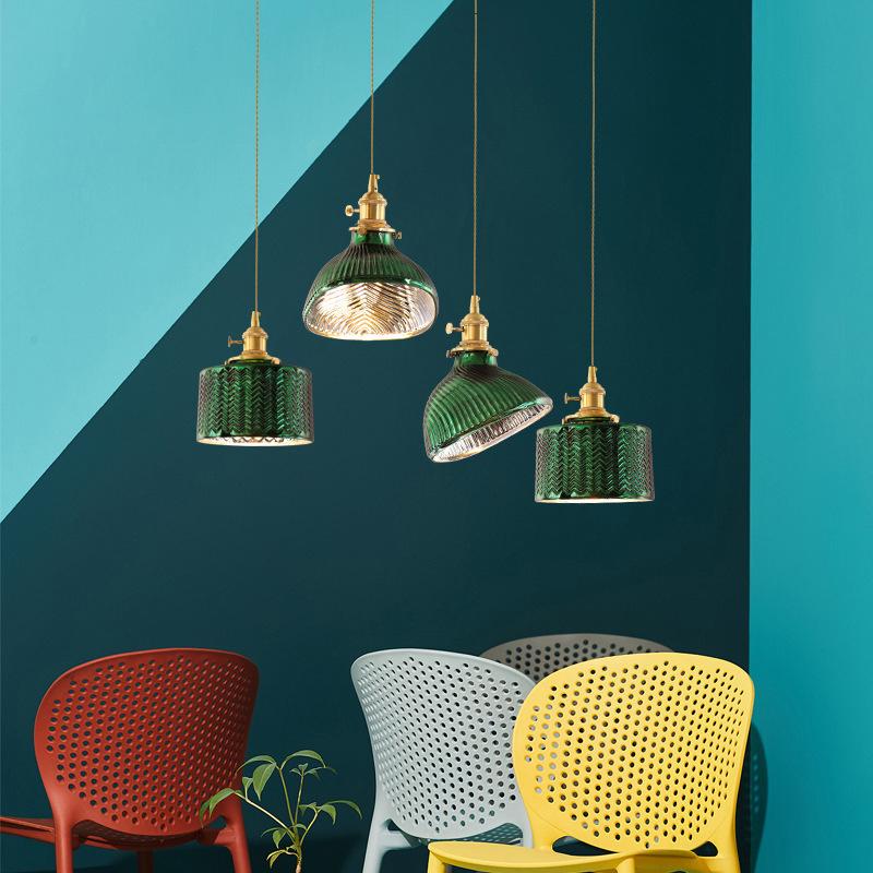 Lampadario Isola in Vetro Verde Vintage Nordico con 1/2/3 Luci