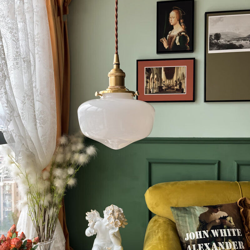 Lanterna Vintage Nordica Ottone Vetro 1-Luce Sospensione