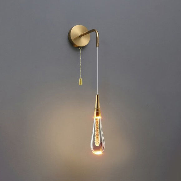 Lampada da Parete LED in Cristallo a Forma di Goccia di Lusso Moderno per Camera da Letto