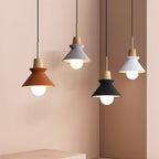 Lampada a Sospensione Minimalista Nordica in Legno e Cemento con 1 Luce