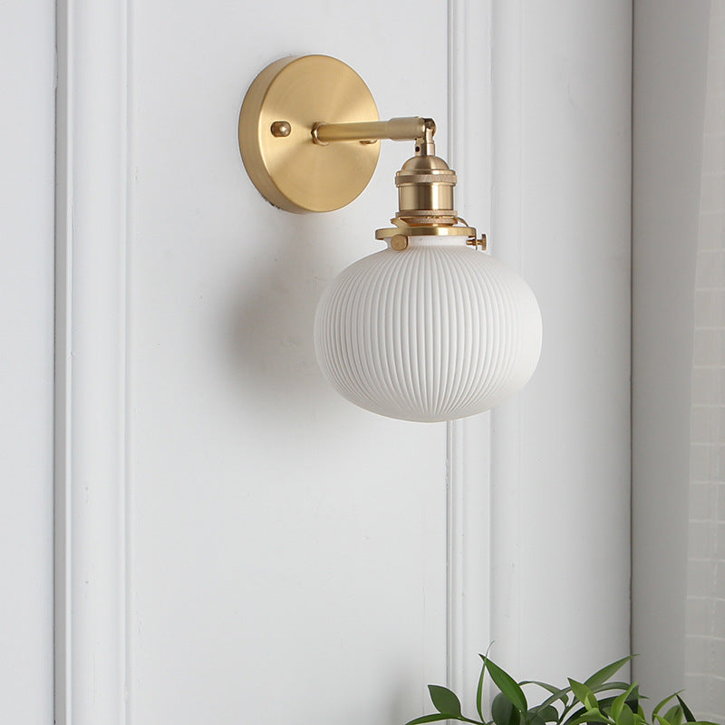 Applique da Parete Lampada in Ottone Lucite Minimalista Retro Giapponese a Cilindro Ovale con 1 Luce