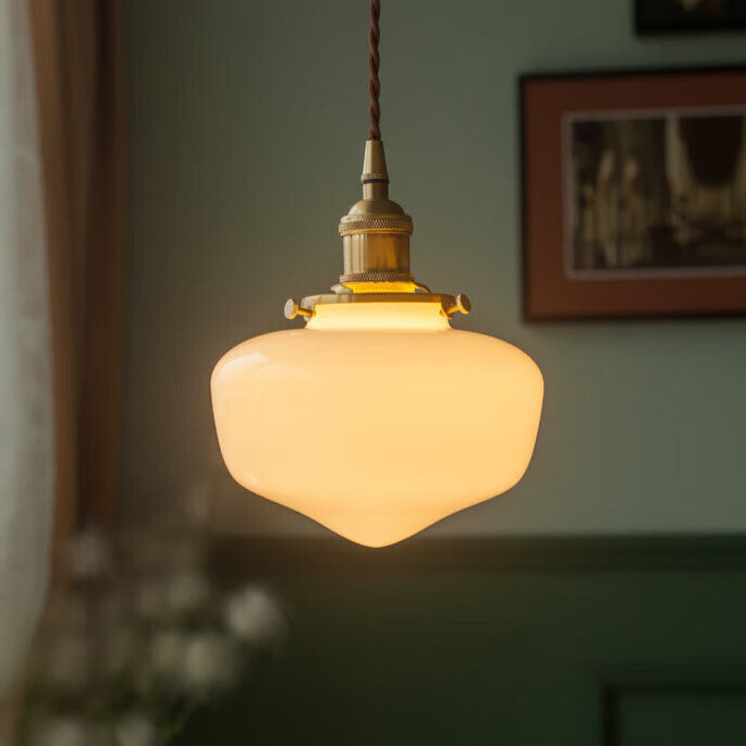Lanterna Vintage Nordica Ottone Vetro 1-Luce Sospensione