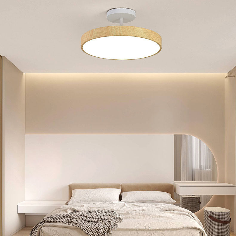 Luce a LED rotonda semi-incassata in legno minimalista giapponese Wabi-sabi