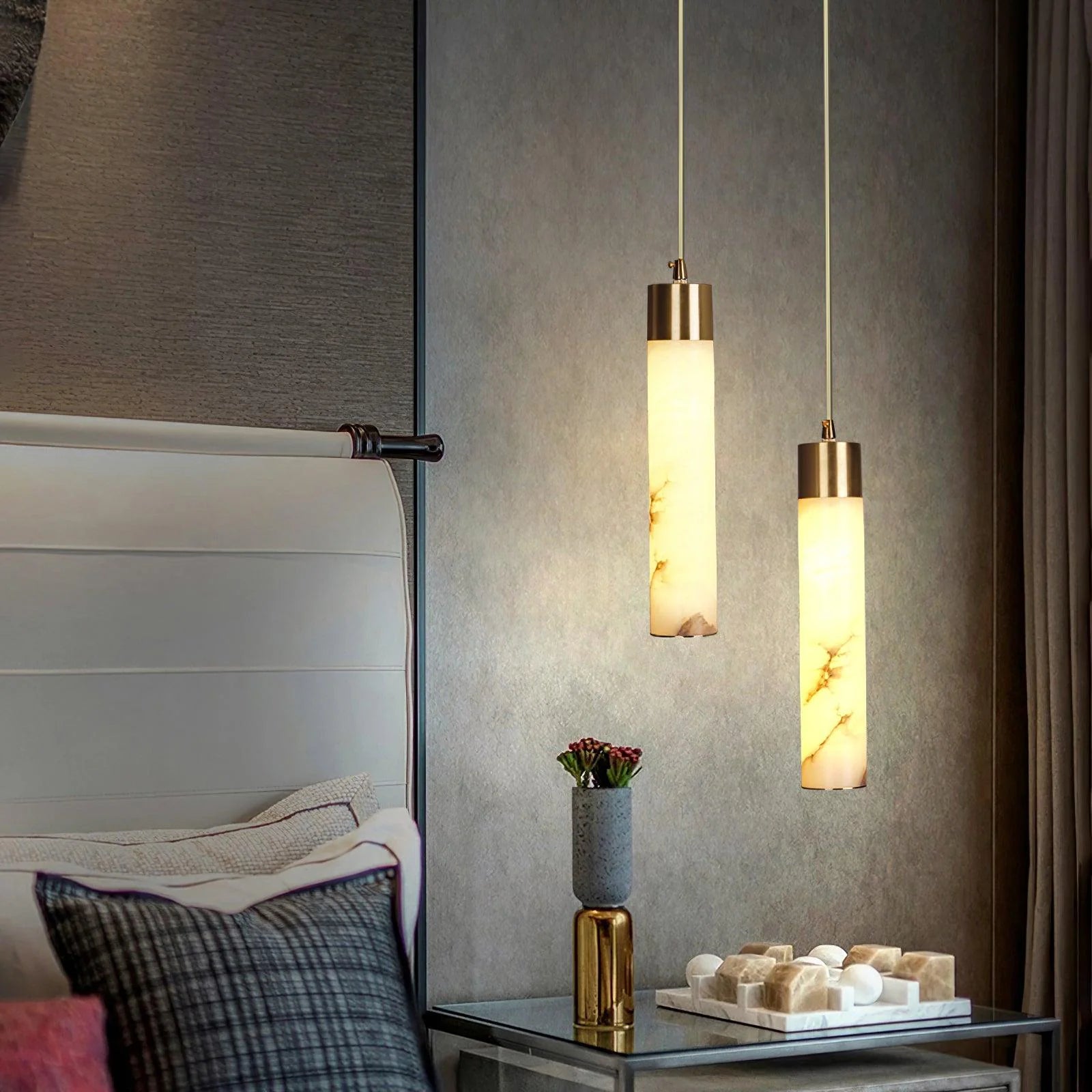 Lampada a Sospensione Classica in Marmo Lineare