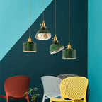 Lampadario Isola in Vetro Verde Vintage Nordico con 1/2/3 Luci