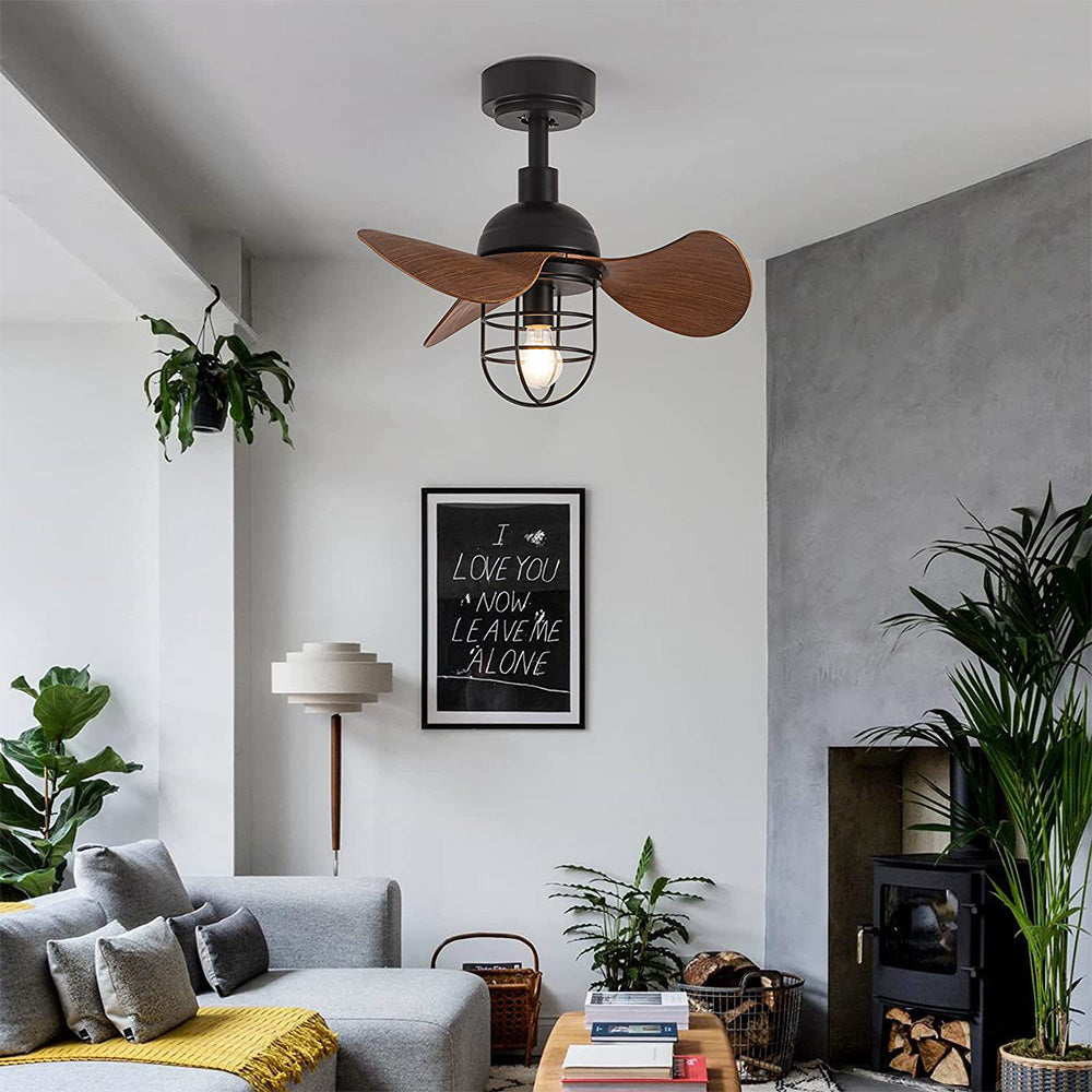 Ventilatore da Soffitto Contemporaneo in Noce Scuro con Illuminazione