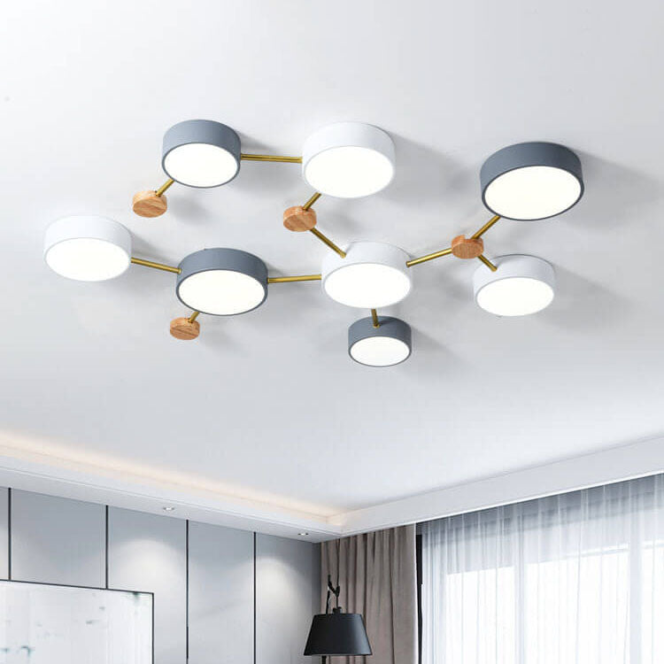 Illuminazione a Soffitto LED in Legno Massello e Ferro Stile Minimalista Scandinavo