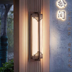 Lampada da Parete LED in Vetro Impermeabile in Acciaio Inossidabile Rettangolare Cinese Tradizionale per Esterni
