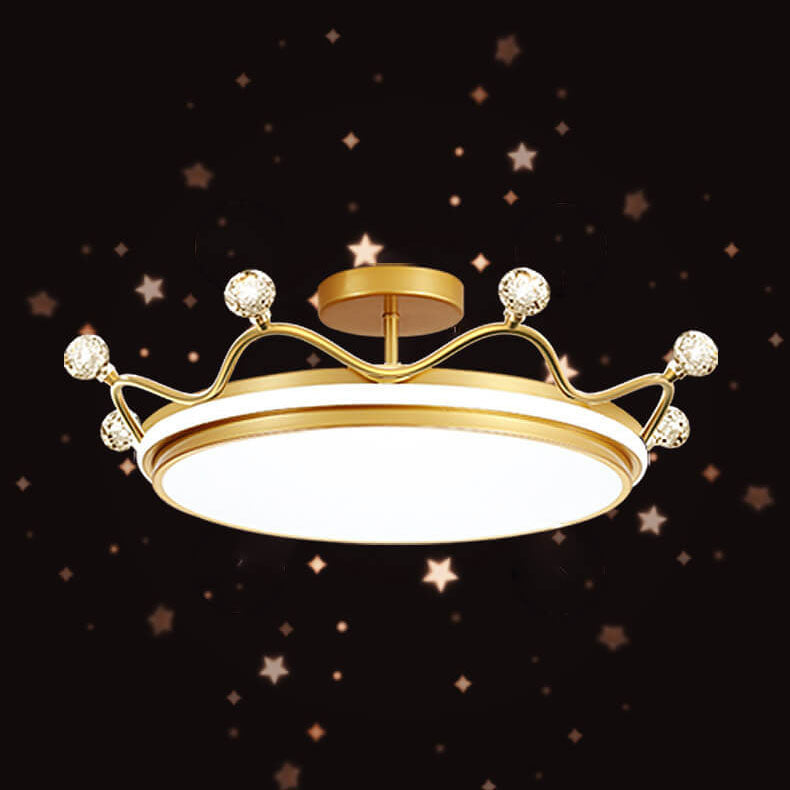 Lampada da soffitto semi-incassata in ferro acrilico LED a corona creativa contemporanea per bambini