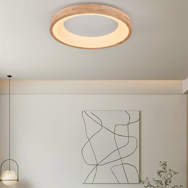 Lampada da soffitto a LED rotonda in legno log minimalista nordico