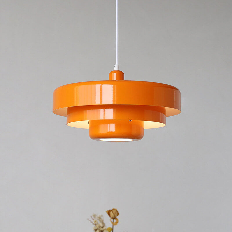 Lampada a sospensione in metallo rotonda vintage nordica a più strati con 1 luce