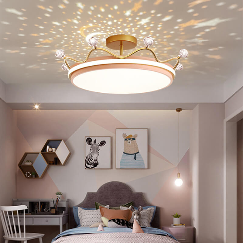 Lampada da soffitto semi-incassata in ferro acrilico LED a corona creativa contemporanea per bambini