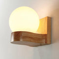 Applique da Parete in Vetro con Sfera in Legno di Gomma Nordico Contemporaneo 1/2 Luce per Camera da Letto