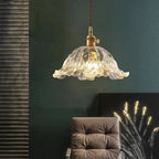 Lampada a Sospensione in Vetro e Ottone Ambra Nordico