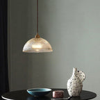 Coperchio in Vetro Trasparente Minimalista Moderno in Ottone con Lampada a Sospensione a 1 Luce