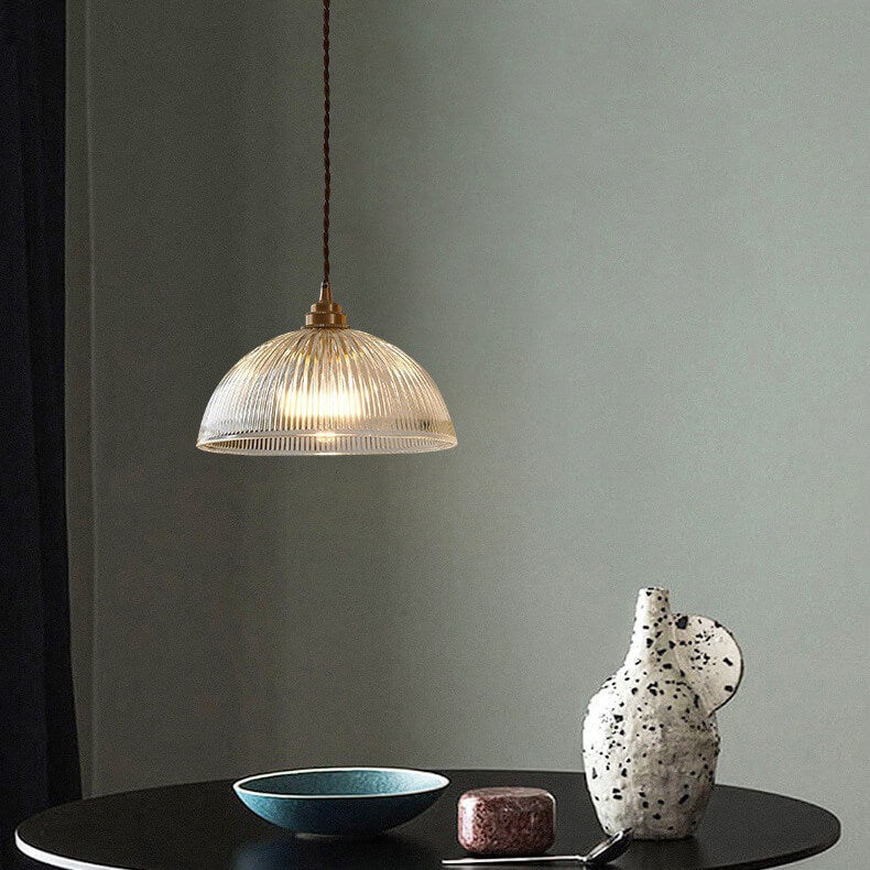 Coperchio in Vetro Trasparente Minimalista Moderno in Ottone con Lampada a Sospensione a 1 Luce