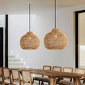 Lampada a Sospensione in Rattan Intrecciato Retro