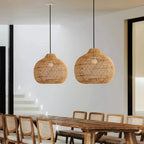 Lampada a Sospensione in Rattan Intrecciato Retro