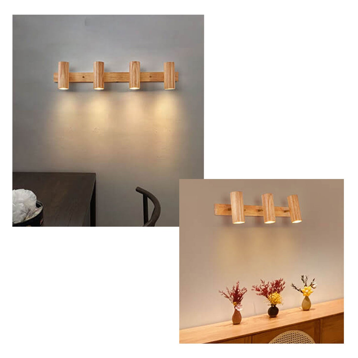 Faretto da Parete in Legno Moderno Minimalista 1/2/3 Luci