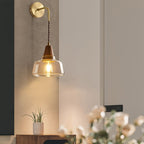 Applique da parete in vetro, noce tradizionale giapponese, cilindro in rame, lampada a 1 luce