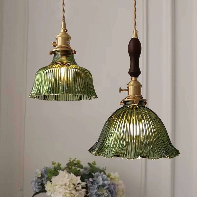 Lampada a Sospensione 1 Luce in Rame Noce Vetro Minimalista Moderna Nordica
