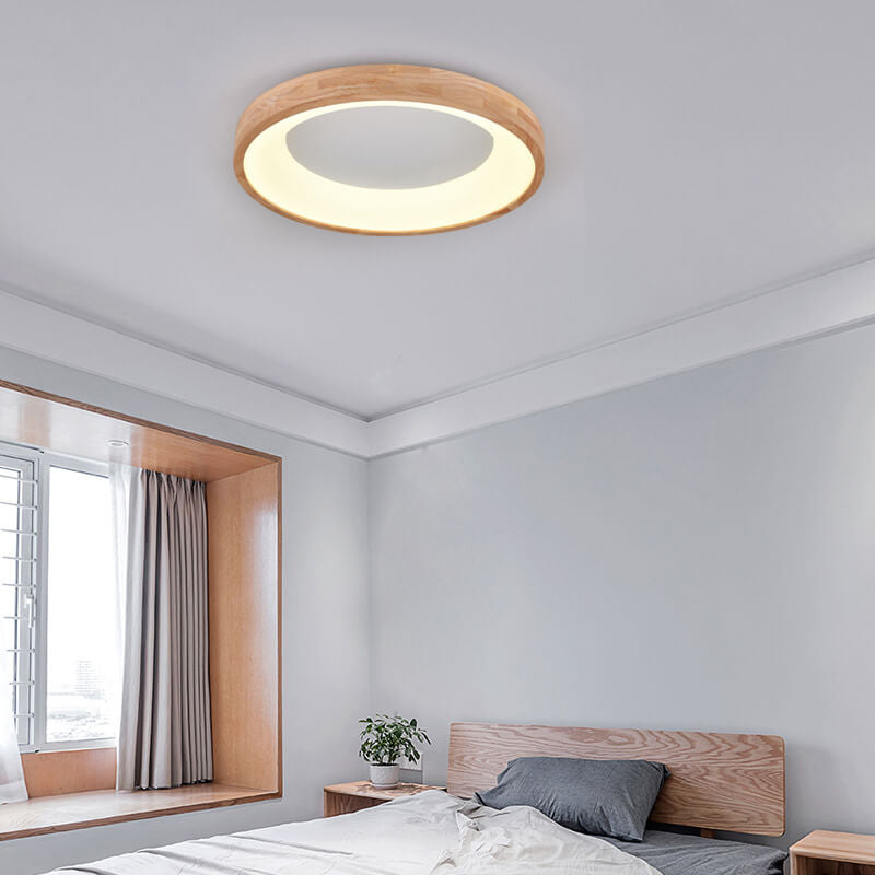 Lampada da soffitto a LED rotonda in legno log minimalista nordico