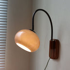 Applique da Parete in Vetro Minimalista Europeo in Legno Massello con 1 Luce
