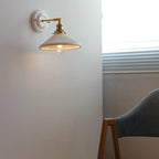 Applique da parete in ceramica vintage tradizionale rotonda in ottone con 1 luce per soggiorno