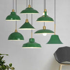 Lampada a sospensione industriale vintage in ferro verde a cono con 1 luce