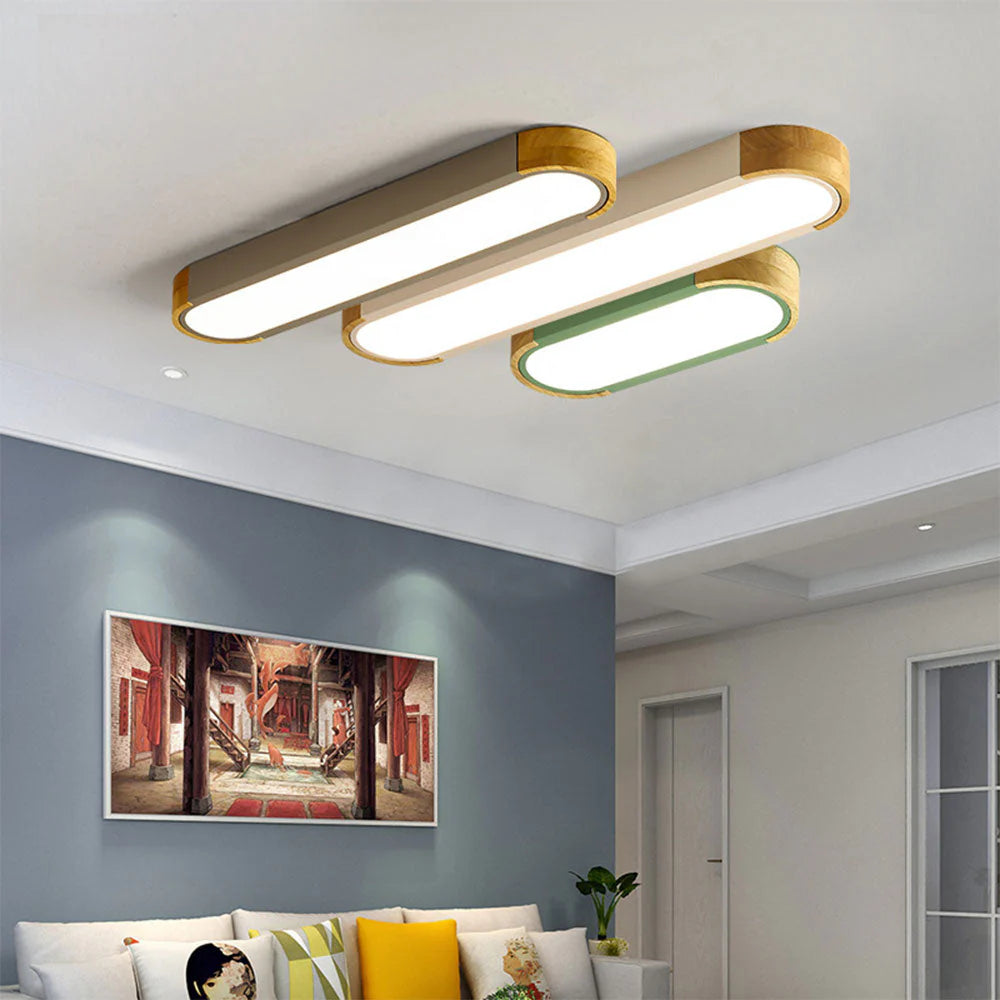 Lampada da soffitto metallica moderna a forma ovale allungata