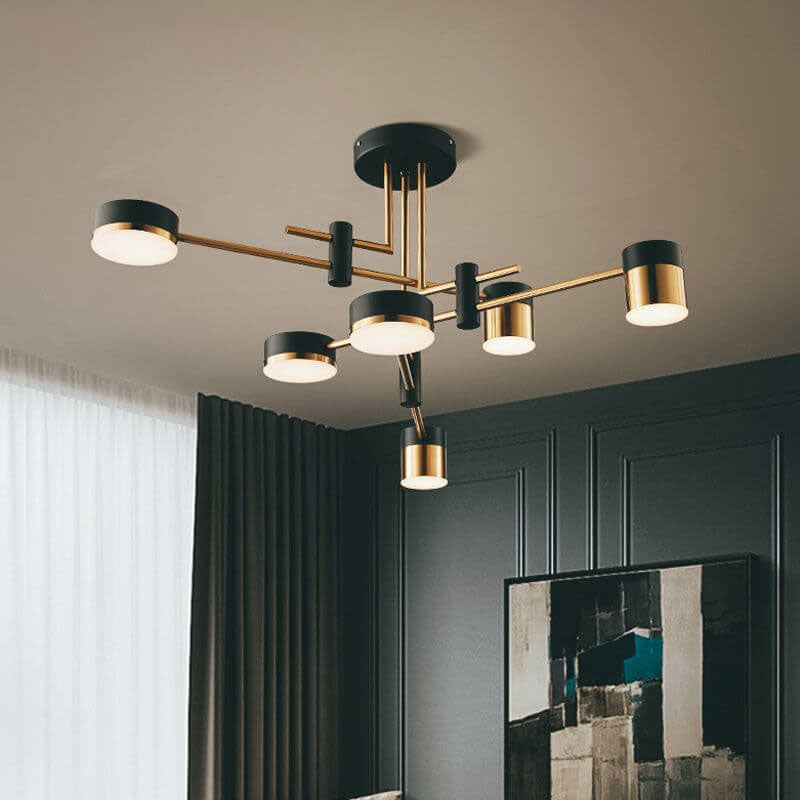 Moderno Minimalista Nero Oro Bilanciato 4-8 Luci Semi-Flussante