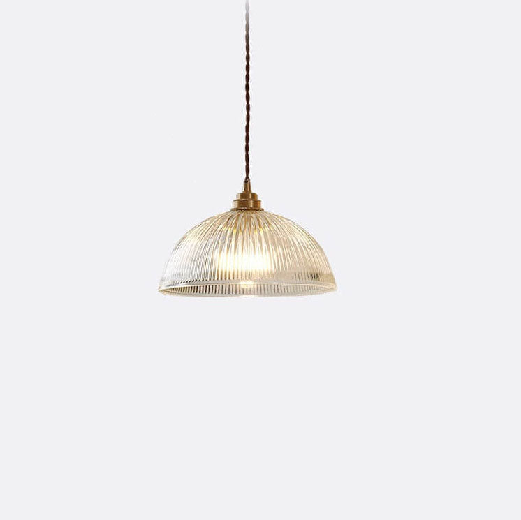 Coperchio in Vetro Trasparente Minimalista Moderno in Ottone con Lampada a Sospensione a 1 Luce