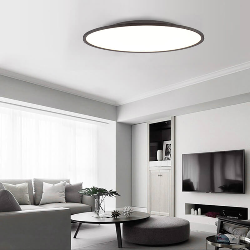 Lampada da soffitto LED a incasso con paralume rotondo in acrilico e alluminio, stile moderno minimalista per soggiorno