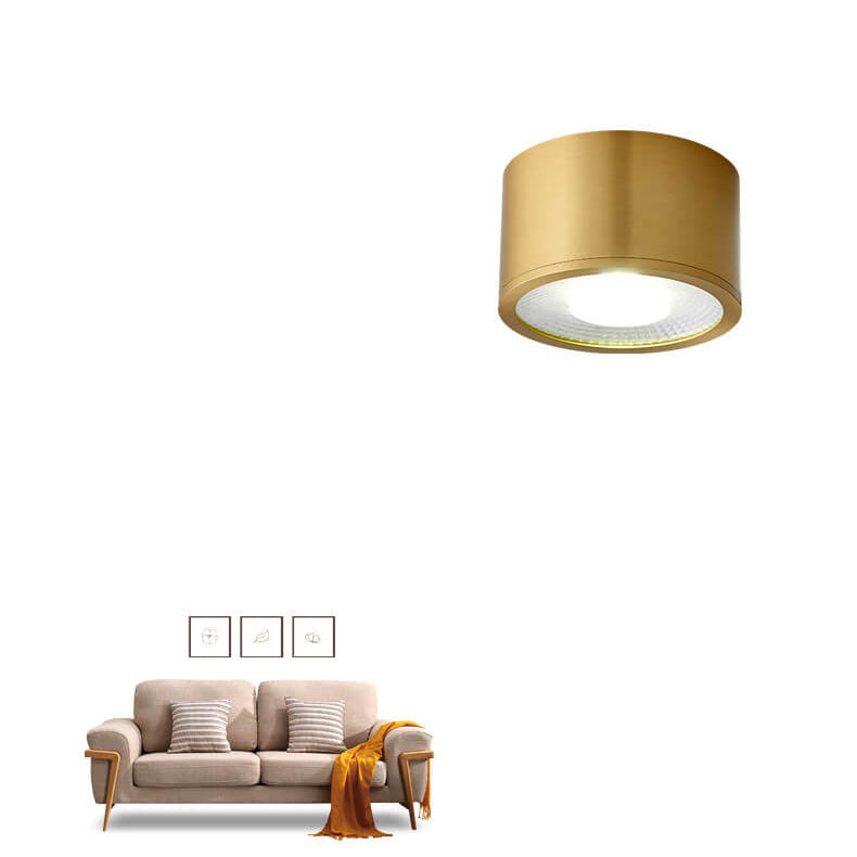 Faretto LED Moderno in Ottone Cilindrico da Soffitto