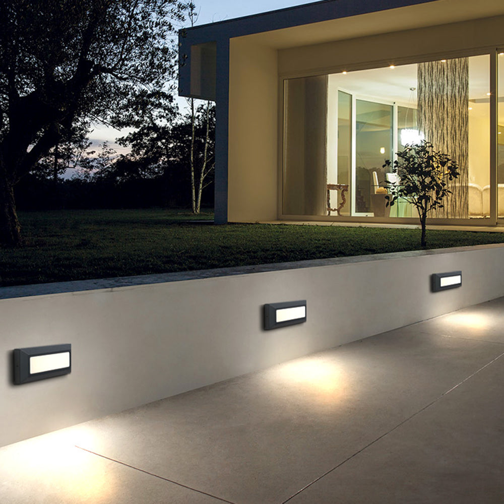 Ray Modern Metal Rectangular Outdoor Deck/Step Light, Black