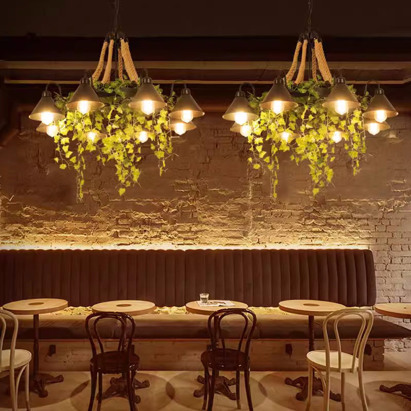 Lampadario Retro LED Arisha in Metallo Nero per Ristoranti/Bar/Soggiorni