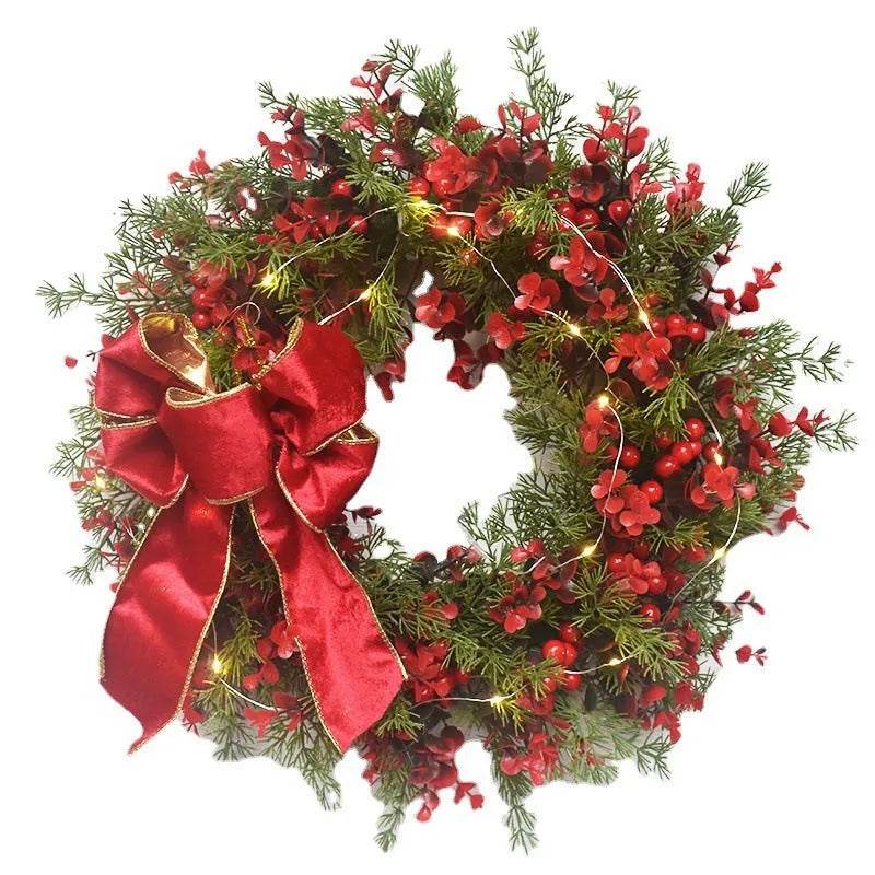 Corona di Natale con Ciliegie Rosse – Corona Decorativa per Porta per Natale